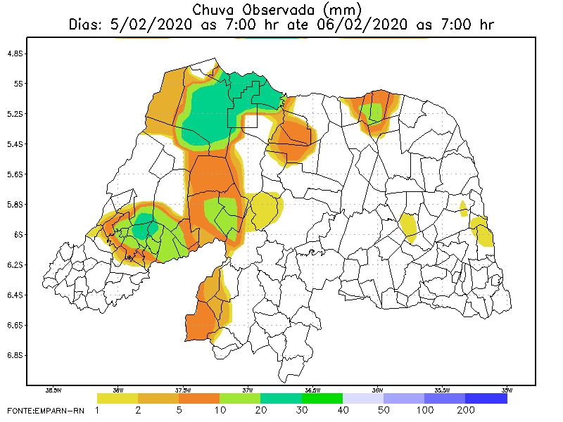 Volume de chuvas no RN nas últimas 24 horas foi maior em Umarizal, Areia Branca e Porto do Mangue; veja outros municípios