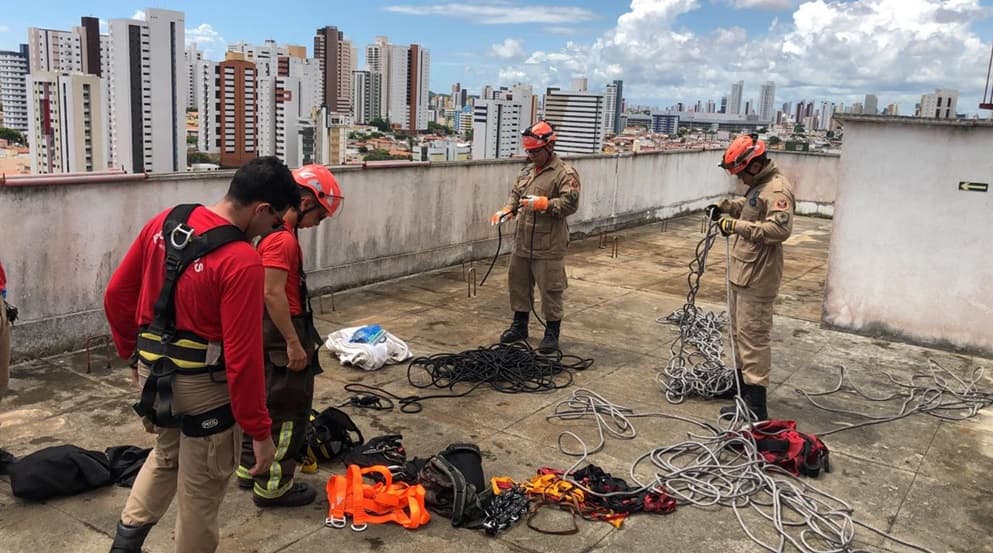Bombeiros usam técnica de rapel e capturam abelhas em edifício em Natal
