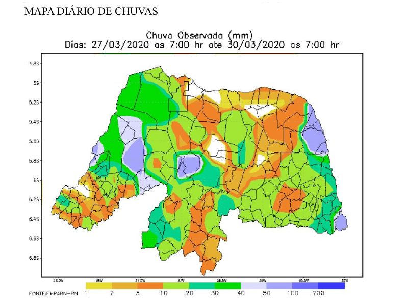 Previsão de chuvas em todas as regiões do RN nesta semana; confira