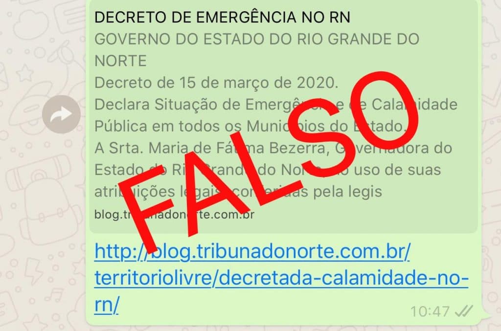 Governo do RN emite nota sobre o falso "decreto de emergência"