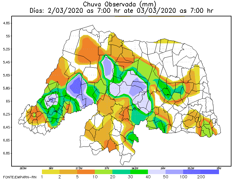 Muita chuva no interior do RN registrada entre segunda e esta terça; veja boletim pluviométrico