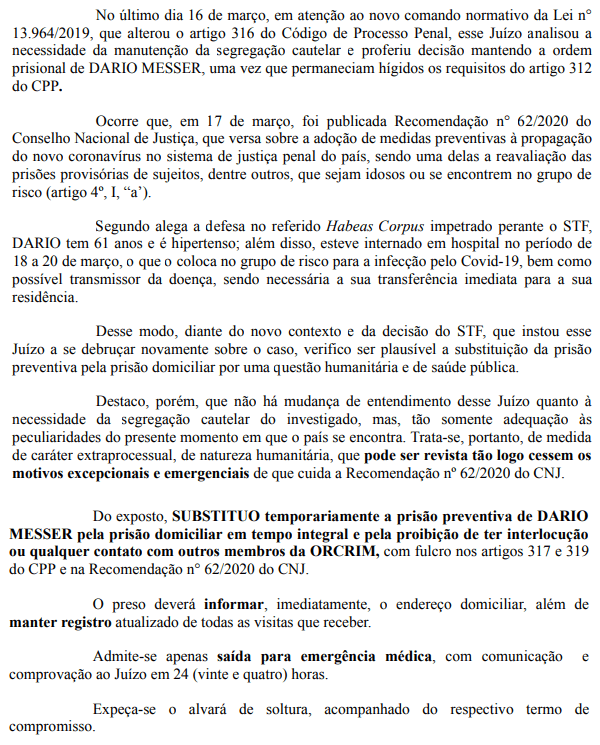 Seguindo recomendação do CNJ por causa da pandemia do novo coronavírus, Bretas manda para prisão domiciliar o megadoleiro Dario Messer