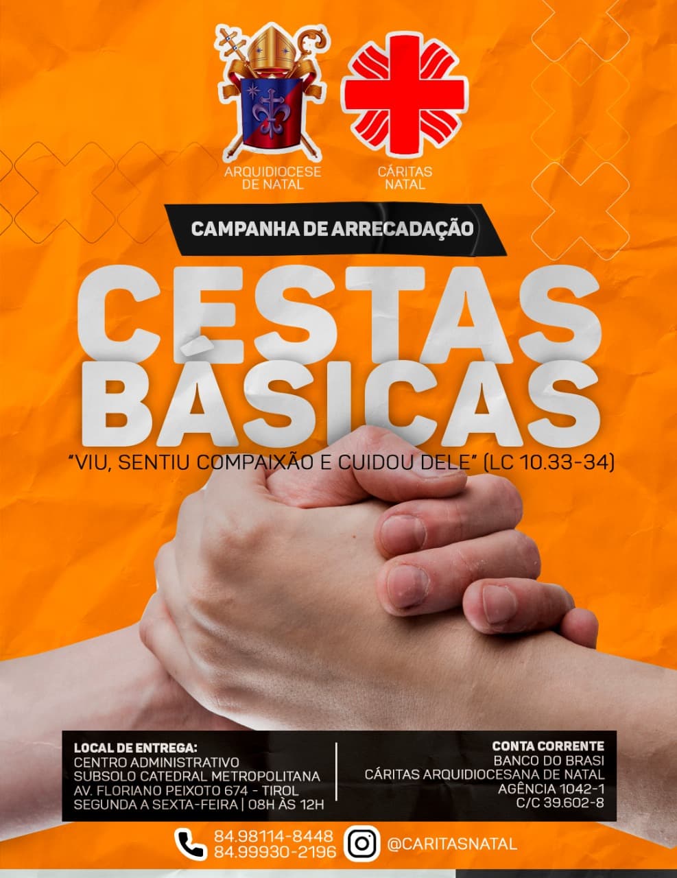 Arquidiocese de Natal lança campanha para arrecadar cestas básicas