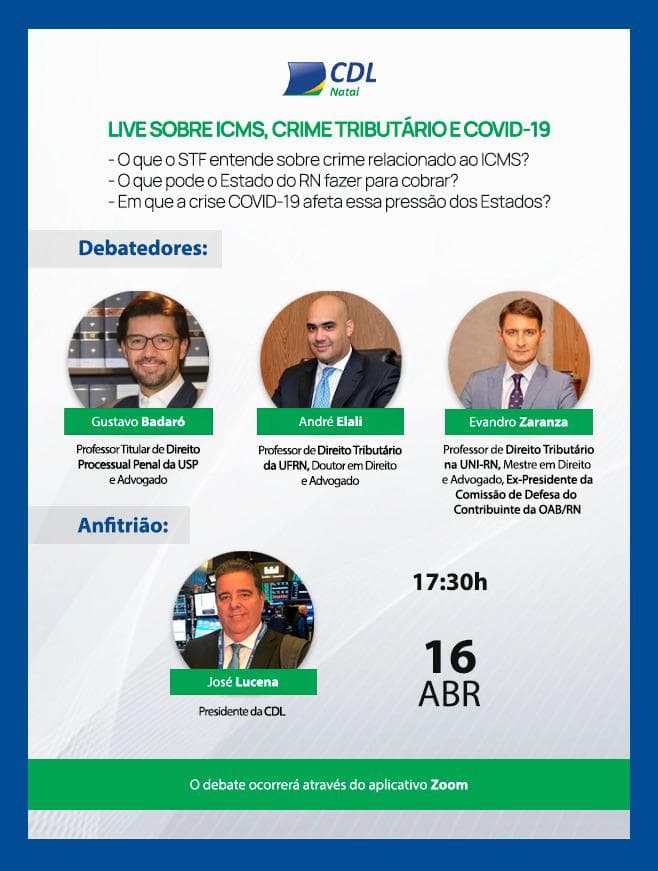 CDL promove LIVE sobre ICMS e Crimes Tributários em meio à crise COVID-19