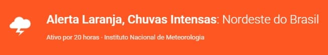 Instituto Nacional de Meteorologia emite alerta laranja de chuva com perigo entre esta segunda e terça no RN