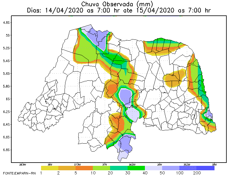 RN registra chuvas acima de 80mm nas últimas 24 horas; em Natal choveu 41,4mm