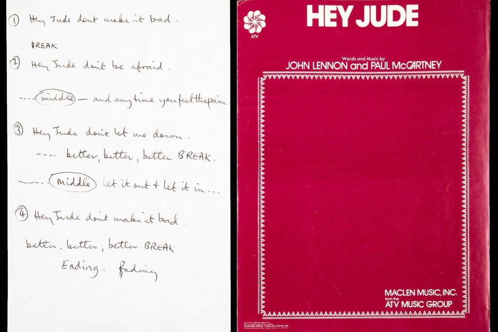 Manuscrito de ‘Hey Jude', de Paul McCartney, é leiloado por R$ 4,6 milhões