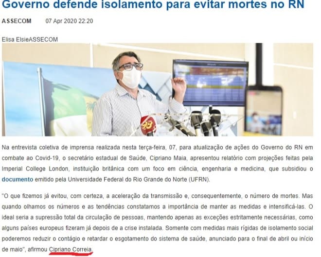 SUCUPIRA PERDE: Sesap erra o nome do próprio secretário em comunicado