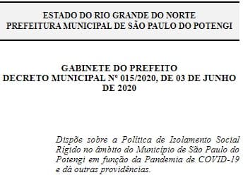 Prefeitura de São Paulo do Potengi, no agreste do RN, decreta ‘isolamento social rígido' em combate ao coronavírus