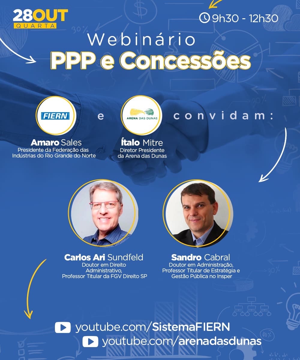 Arena das Dunas e FIERN promovem seminário online sobre PPPs e Concessões