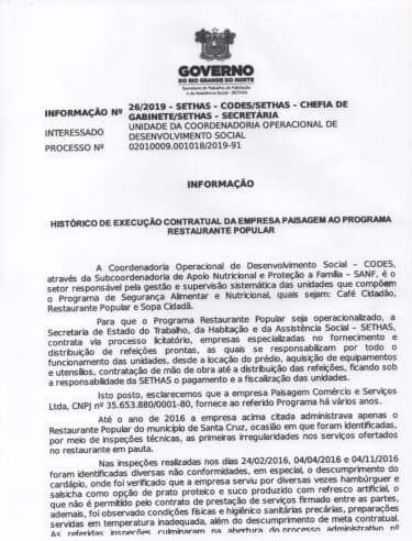 Governo do RN contratou sem licitação empresa com várias irregularidades no programa do restaurante popular