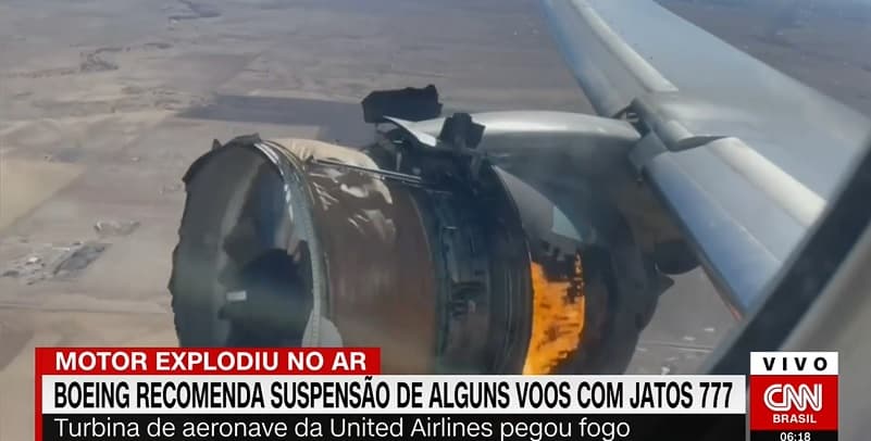 VÍDEO: Após motor explodir no ar, Boeing recomenda suspensão de alguns voos com 777