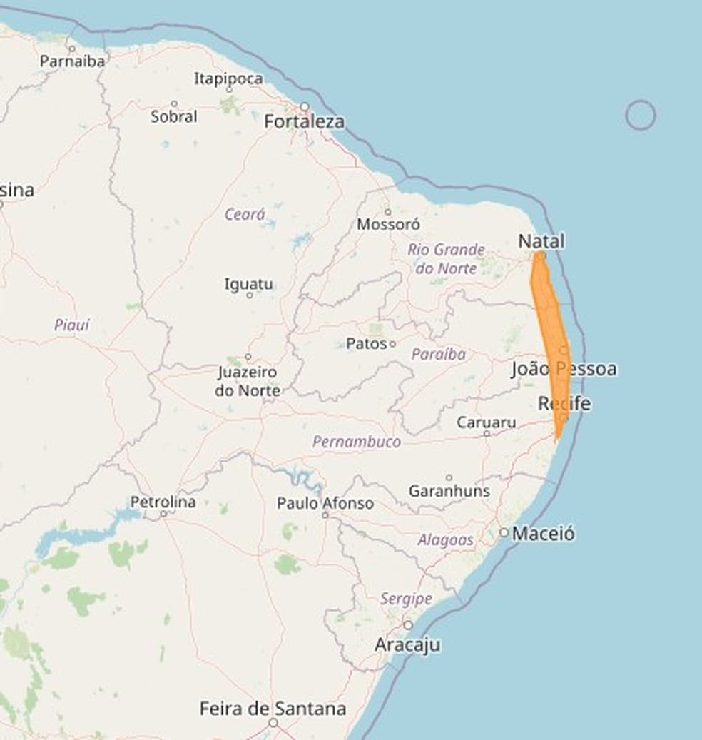 Instituto Nacional de Meteorologia emite alerta de perigo de chuva intensa em 19 cidades do RN