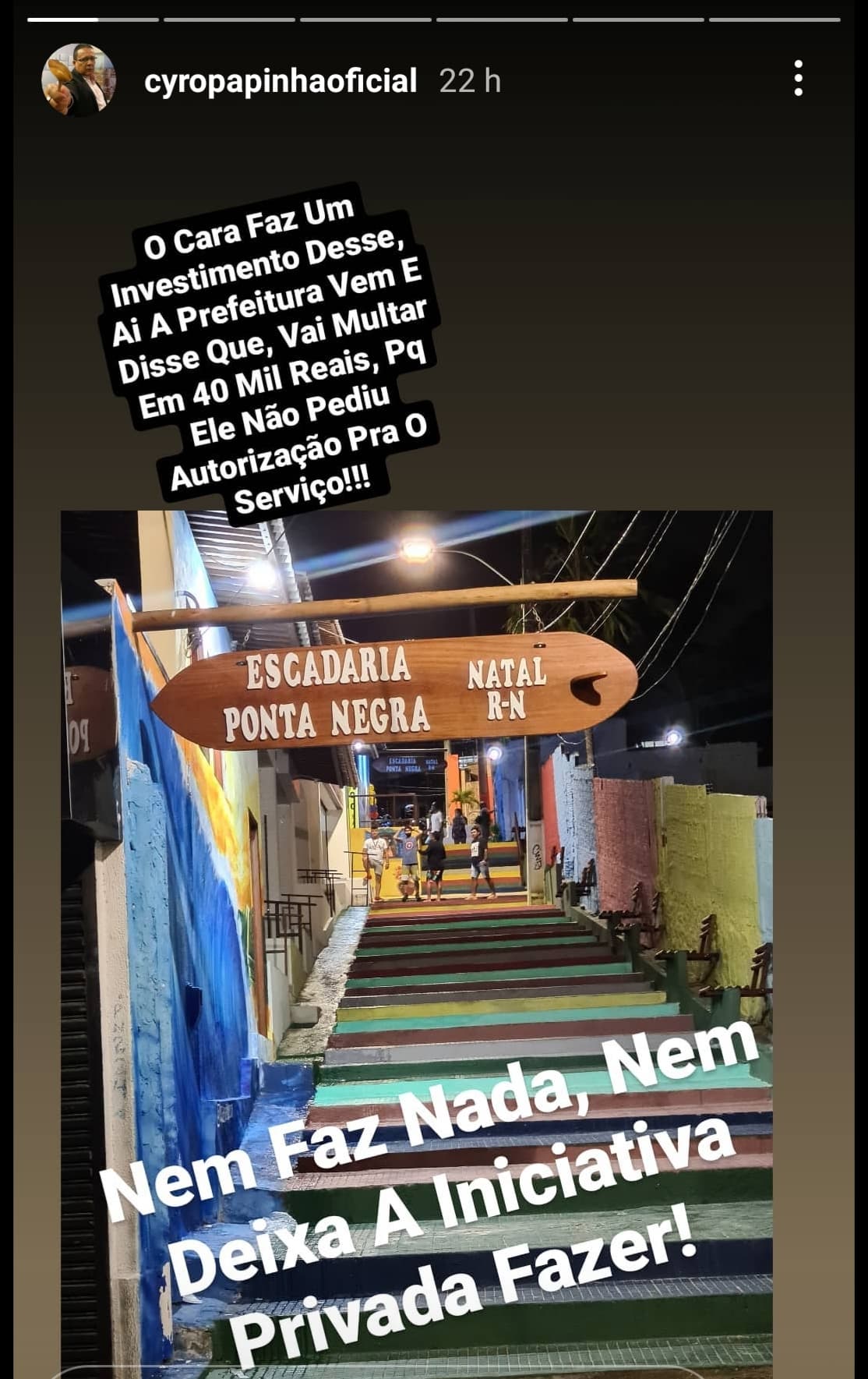 (FOTOS): Empresário é multado em R$ 40 mil por transformar "beco do mijo" em escadaria visitada por natalenses e turistas em Ponta Negra
