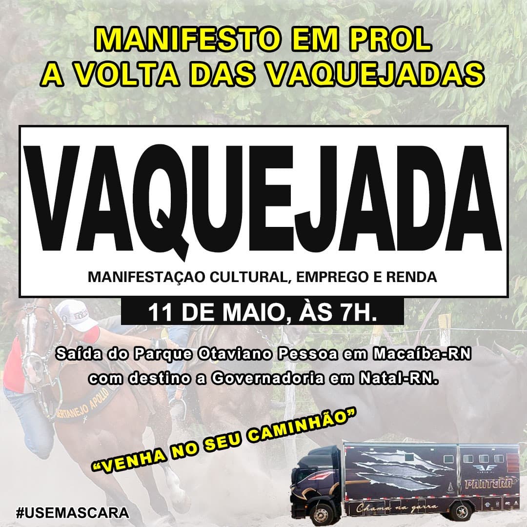 Manifesto em prol da volta das vaquejadas está programado para esta terça na Governadoria