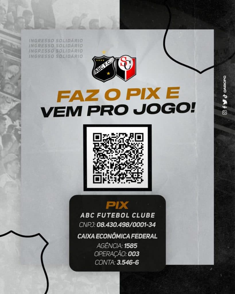ABC faz campanha de venda de ingressos virtuais para o jogo da final do 2º turno contra o Santa Cruz de Natal