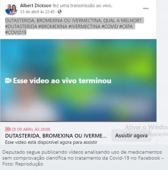 Youtube suspende conta do médico e deputado Albert Dickson; parlamentar nega relação com vídeos sobre "tratamento precoce" da covid e relata invasão hacker