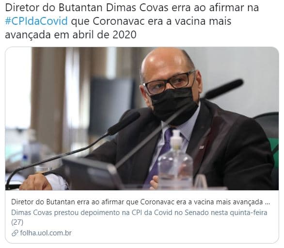 FOLHA: Quando é a favor de Bolsonaro, o depoente “mente”. Quando é contra, ele apenas “erra”
