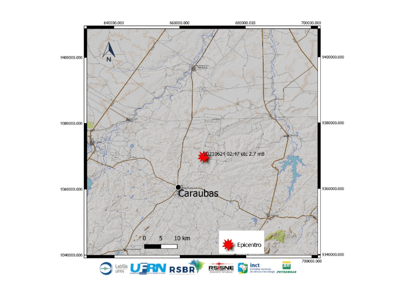 Tremor de terra com magnitude 2.7 assusta moradores de Caraúbas-RN; somente no mês de junho, quatro abalos sísmicos foram registrados no município