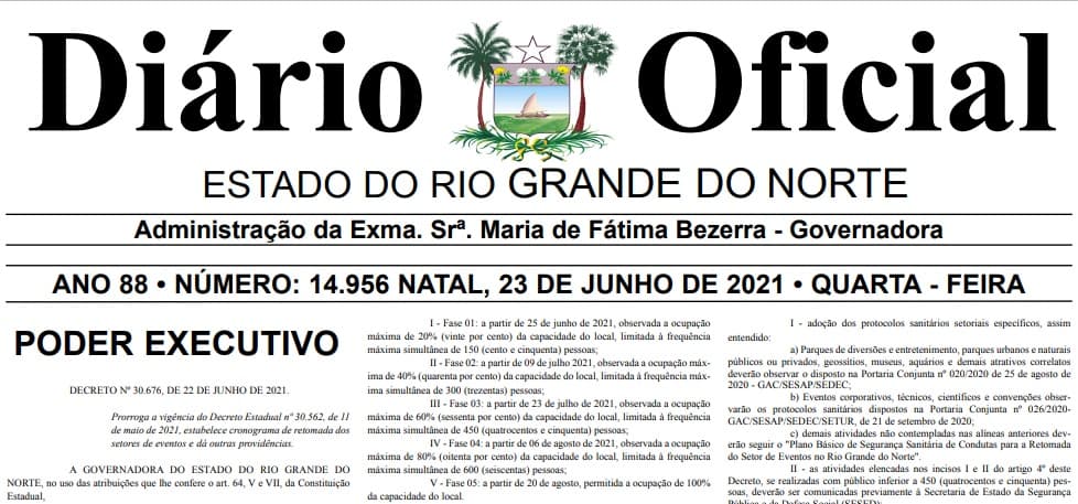 Novo decreto flexibiliza eventos no RN a partir de 23 de julho; veja cronograma