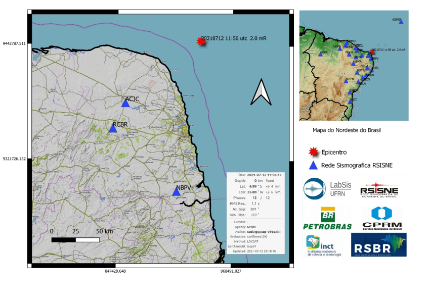 Tremor de terra foi registrado no litoral do RN nessa segunda-feira