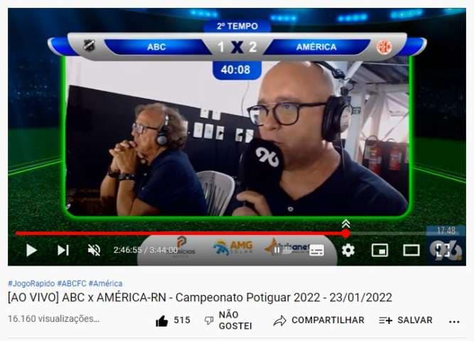 96FM atinge primeiro lugar em visualizações no YouTube na transmissão do Clássico Rei ABC x América