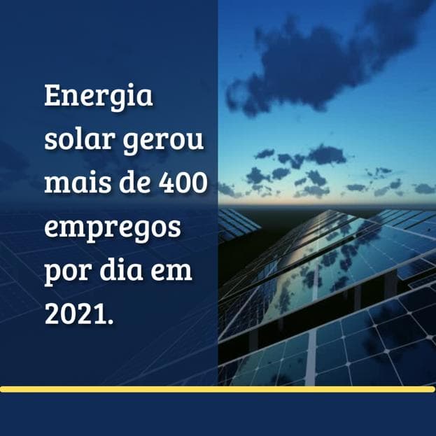 Energia solar gerou mais de 400 empregos por dia em 2021