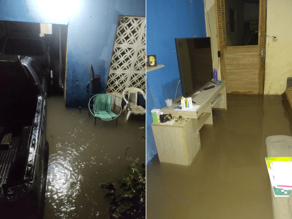 FOTOS: Chuva provoca alagamento em casas na Zona Norte de Natal