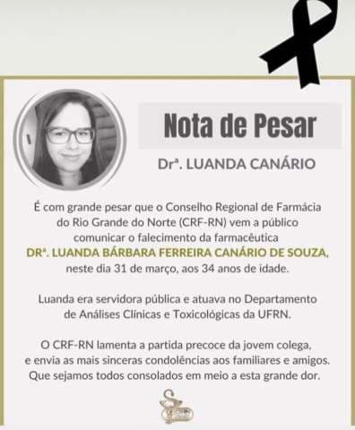 Farmacêutica de 34 anos morre de infarto em Natal