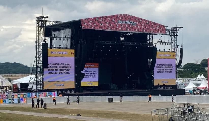Lollapalooza interrompe programação deste domingo após alerta de chuva forte e raios