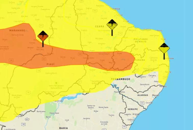Instituto de Meteorologia emite novo alerta para chuvas intensas em todo o RN