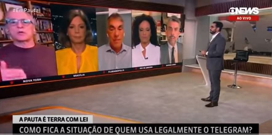 VÍDEO: Na GloboNews, jornalista Jorge Pontual defende Telegram e critica STF