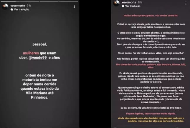 Passageira relata ter sido dopada com produto químico lançado no ar por motorista de aplicativo
