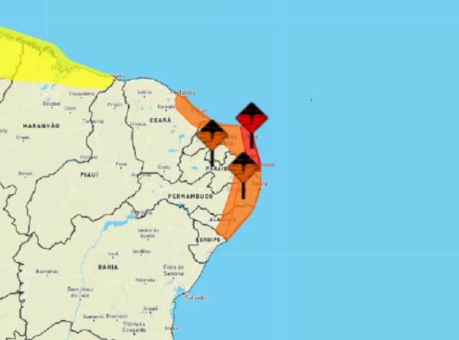 Inmet publica alerta de chuvas intensas e possibilidade de ventos com mais de 100 km por hora em municípios do RN