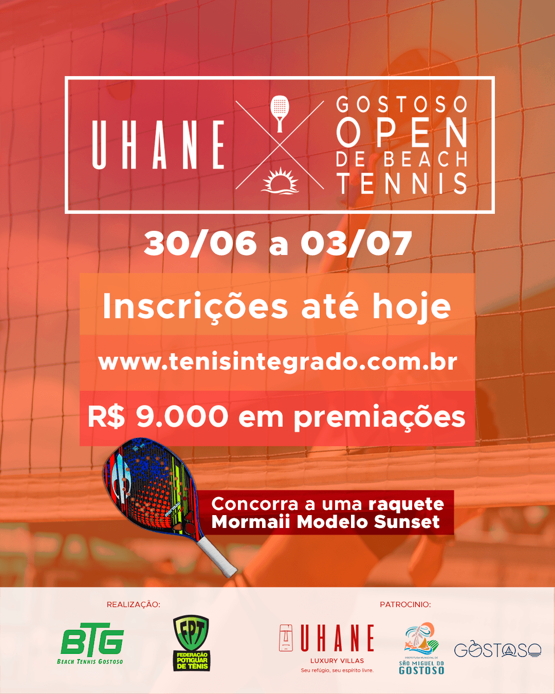 Inscrições para o Uhane Gostoso Open de Beach Tennis se encerram hoje