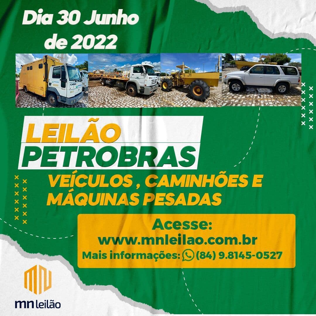 Petrobrás promove leilão de veículos, maquinas, trator, equipamentos e sucatas
