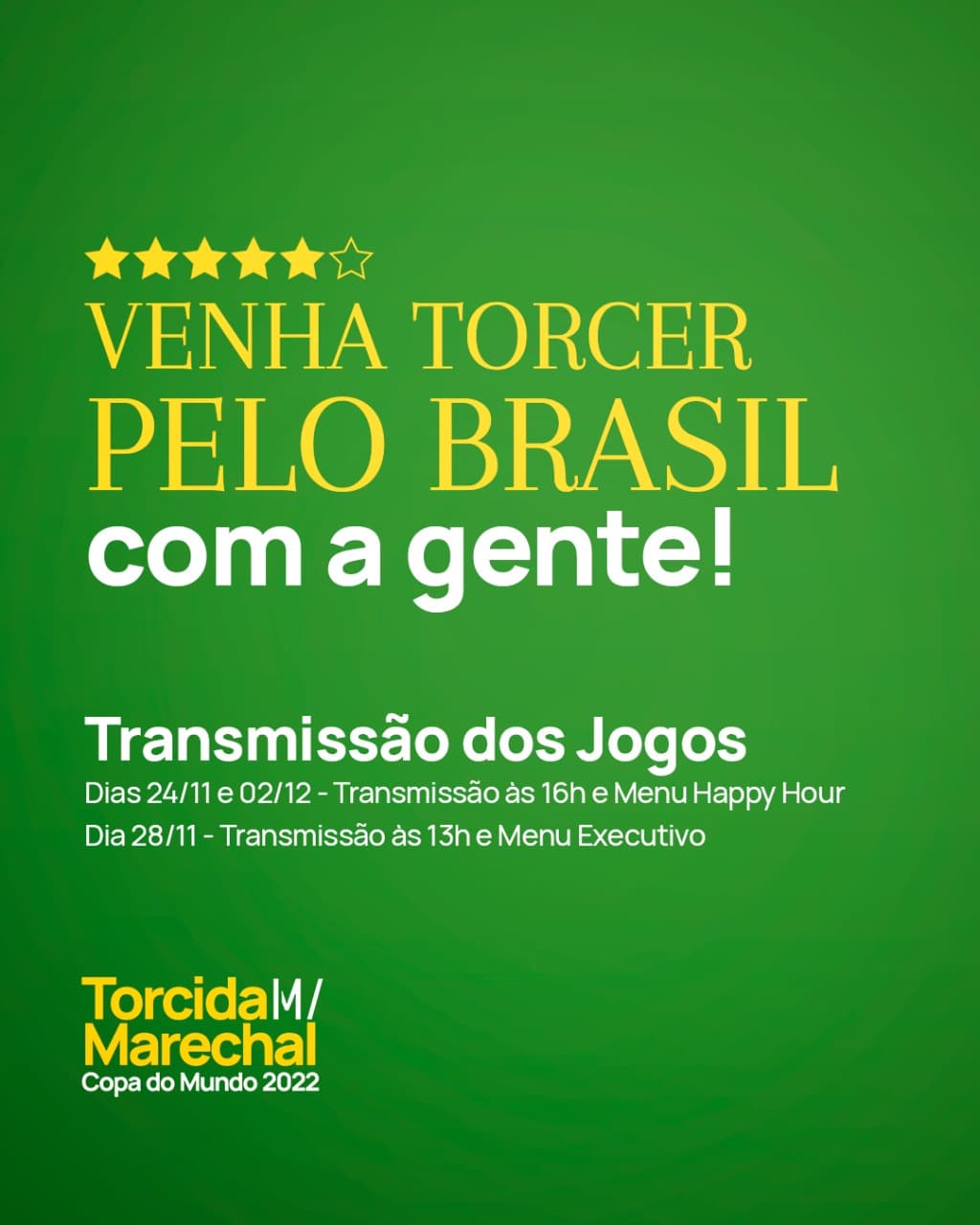 Marechal prepara programação inédita para os jogos da Copa 2022.