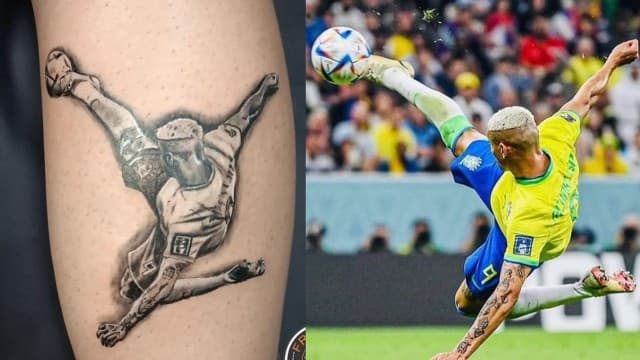 [FOTO] EMPOLGOU: Torcedor brasileiro tatua golaço de Richarlison na vitória contra a Sérvia