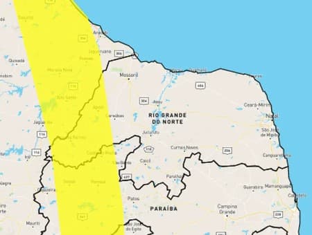 Inmet alerta para chuvas intensas em 42 cidades do RN; veja lista