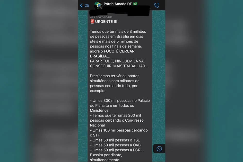 Pelo WhatsApp, bolsonaristas prometem “invadir” Brasília por 72 horas