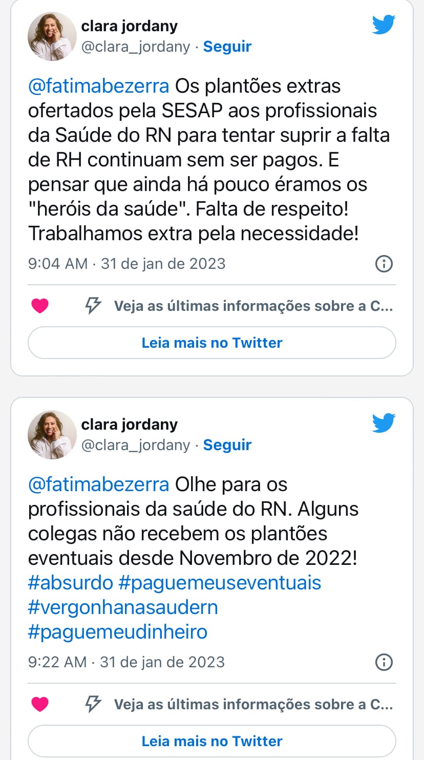 Enfermeira faz cobrança pública à governadora por pagamento de plantões atrasados