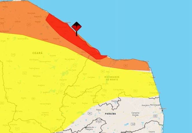 CHUVAS E VENTOS INTENSOS: Inmet coloca Mossoró e mais 4 cidades do RN em ‘alerta vermelho'
