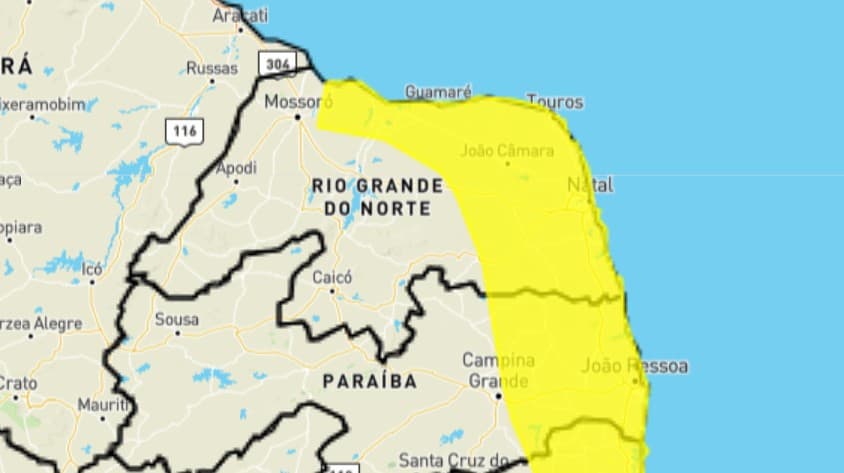 Inmet alerta Natal e mais 82 municípios para chuvas intensas; confira a lista