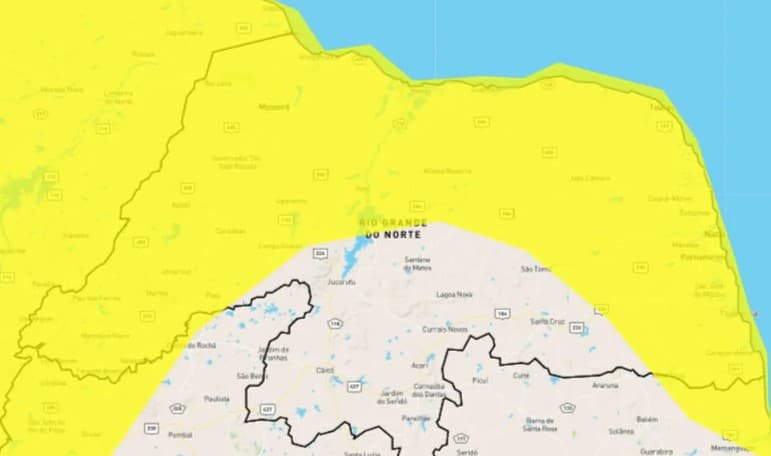 Inmet emite alerta de chuvas intensas para mais de 100 cidades do RN; veja lista