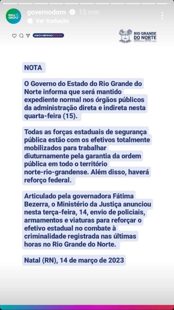 Governo do RN não compactua com a Secretaria de Administração e mantém expediente