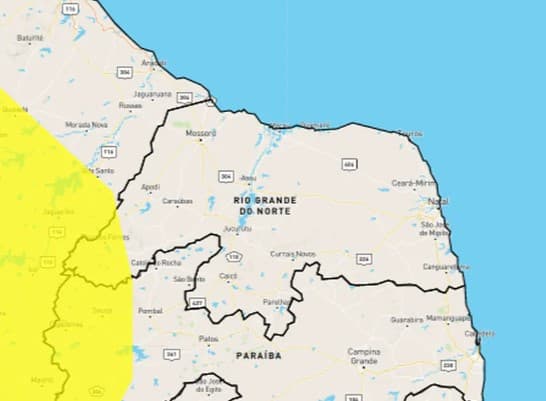 Inmet emite alerta de chuvas intensas em 24 cidades do RN; veja lista