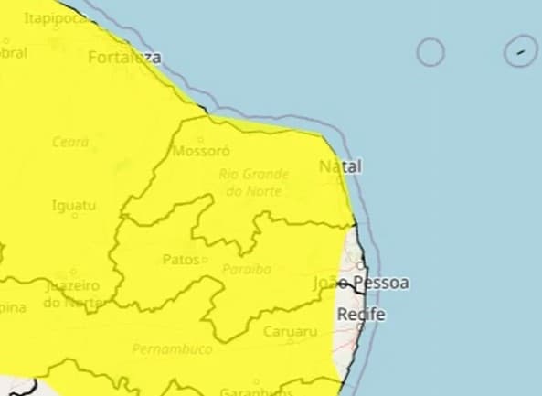 Inmet alerta para chuvas intensas em todo o Rio Grande do Norte