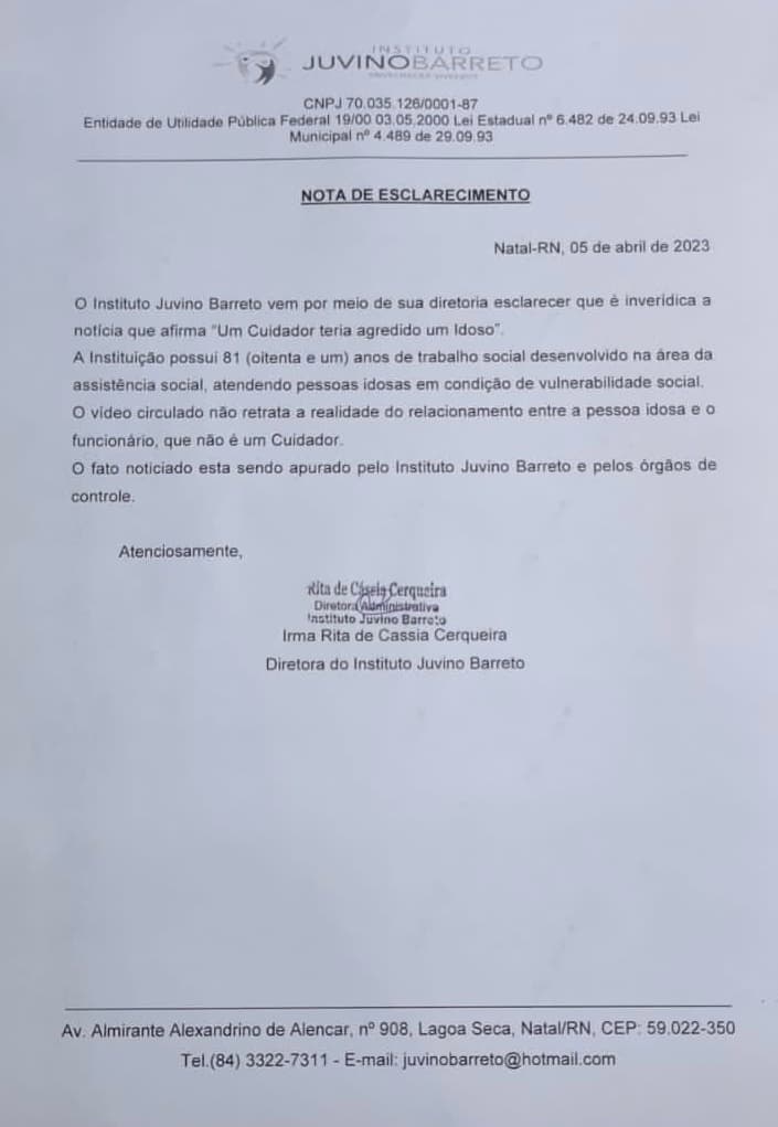 VÍDEO: Direção do Juvino Barreto nega acusações de agressividade com idoso por cuidador da instituição