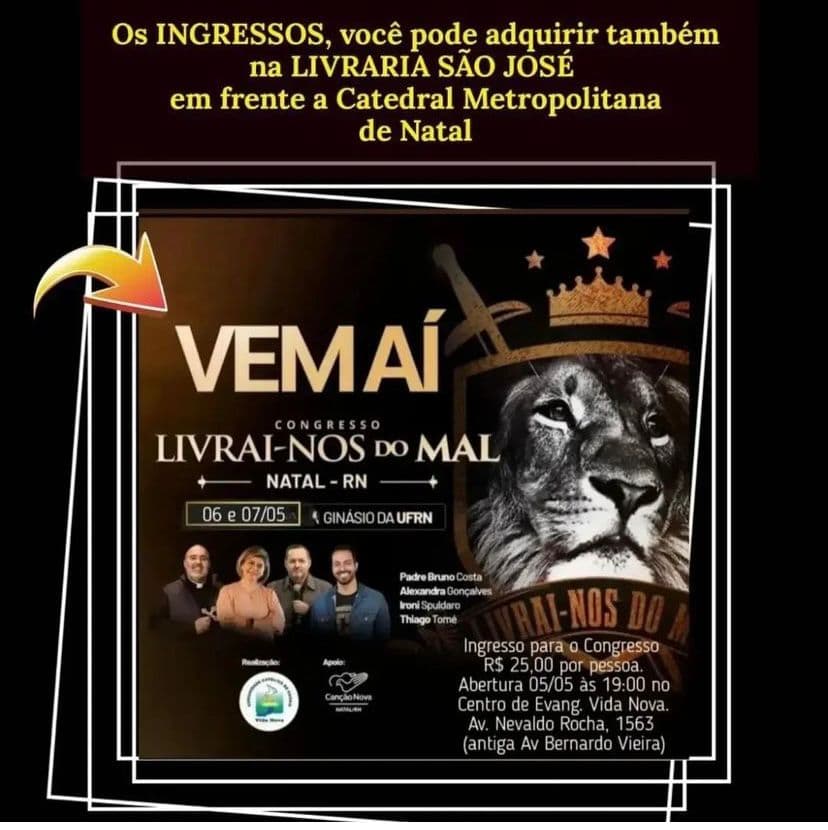 Comunidade Católica Vida Nova promove congresso "Livrai-nos do Mal" em Natal