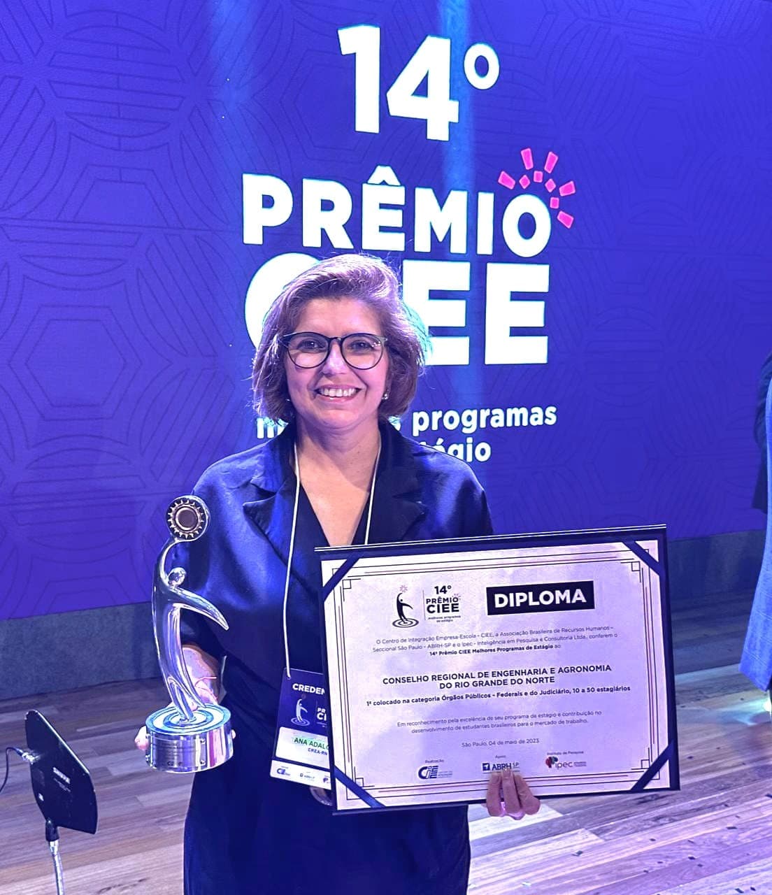 Crea-RN ganha prêmio nacional  de melhor programa de estágio na categoria de órgãos públicos federal e judiciário